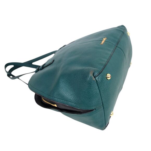 Vera Bradley GREEN BLACK REAL LEATHER ZIP AROUND SHOULDER BAG HANDBAG TOTE PURSE - Picture 8 of 16